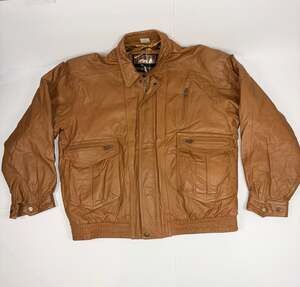 Urban Equipment Vintage Men Brown Leather Bomber Jacket Size L